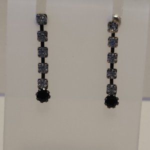 Rhinestone dangle earrings with black stone accent